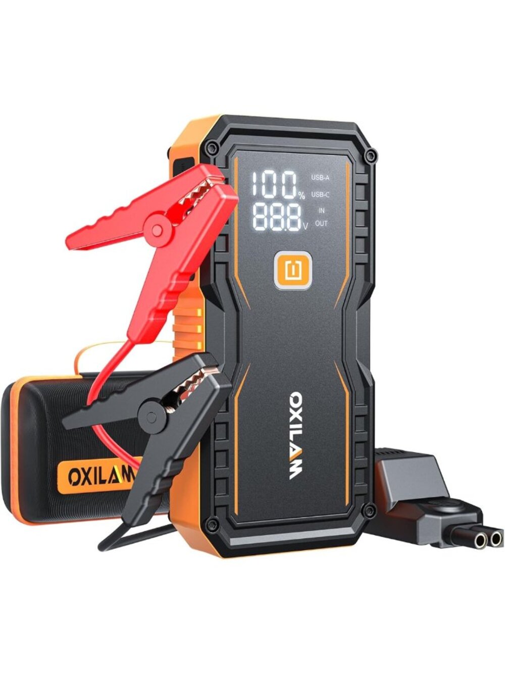 Portable 6000A Car Jump Starter for Gas & Diesel Engines, Power Bank with LED